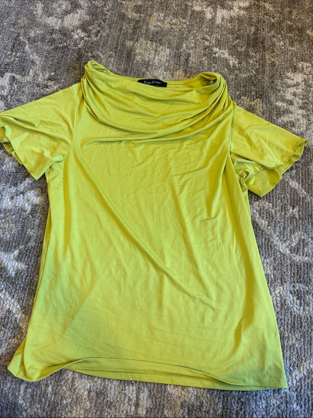 Evan Picone Lime Draped Cowl Short Sleeve Top